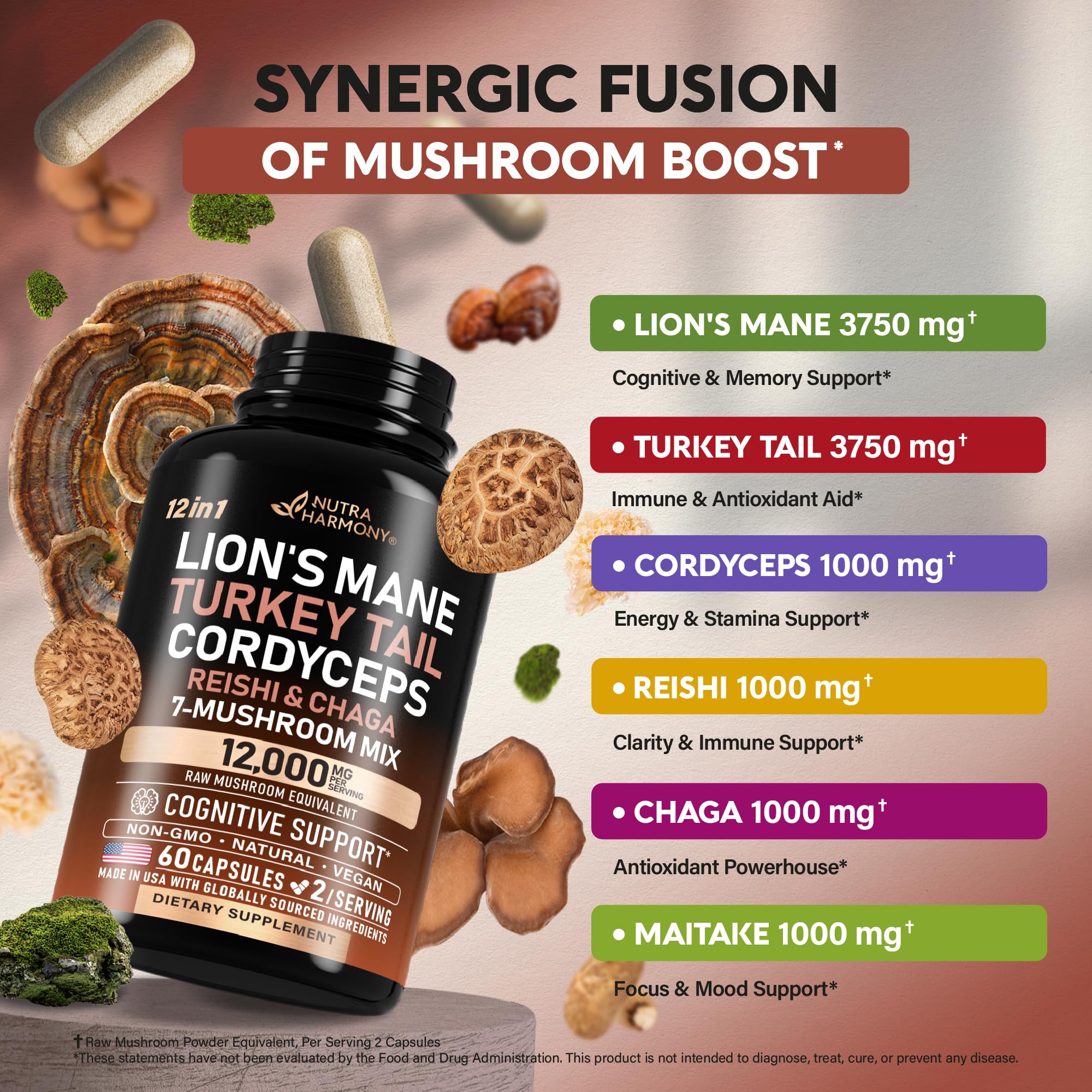 NutraHarmony cordyceps: cápsulas para energía sostenida