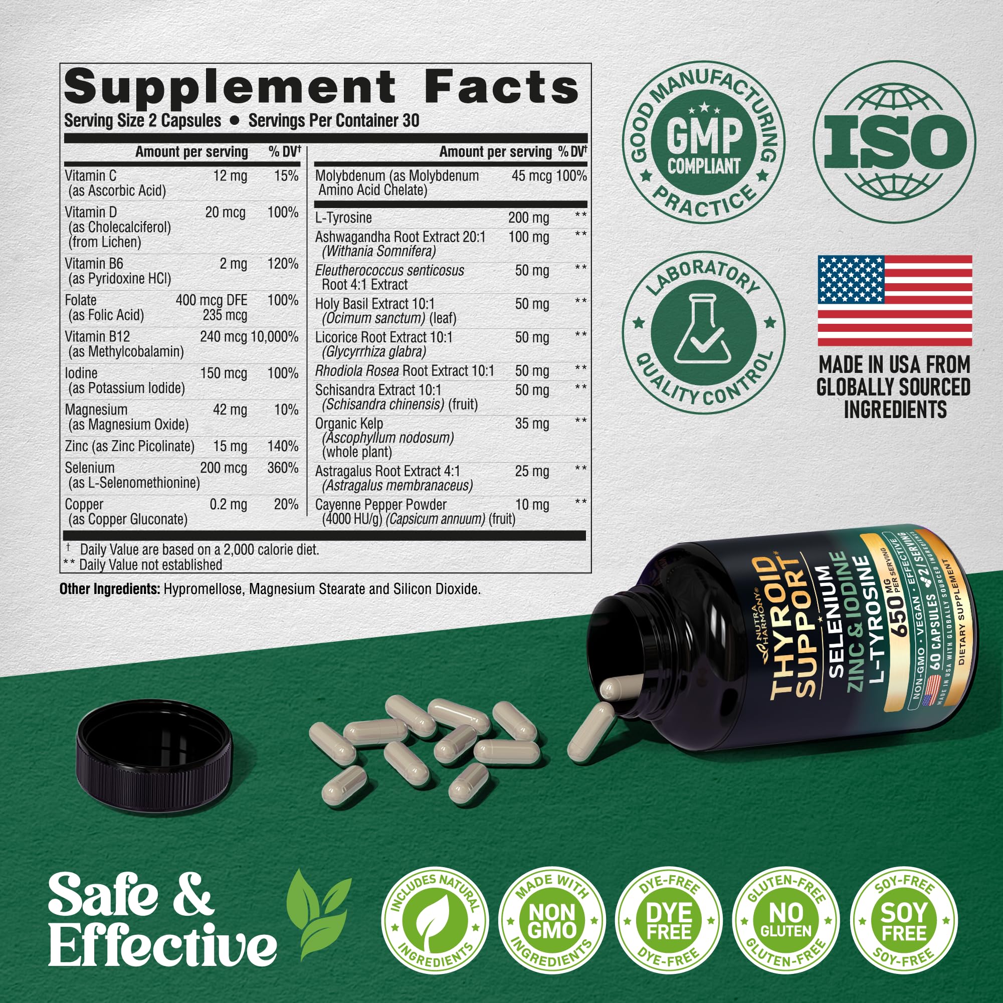 NUTRAHARMONY producido en Estados Unidos con control GMP.