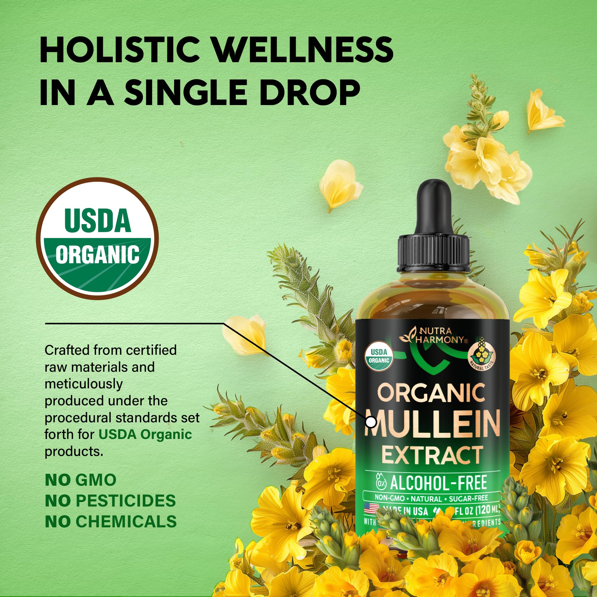 NUTRAHARMONY Mullein Drops hojas de mullein, fuente natural de aroma suave