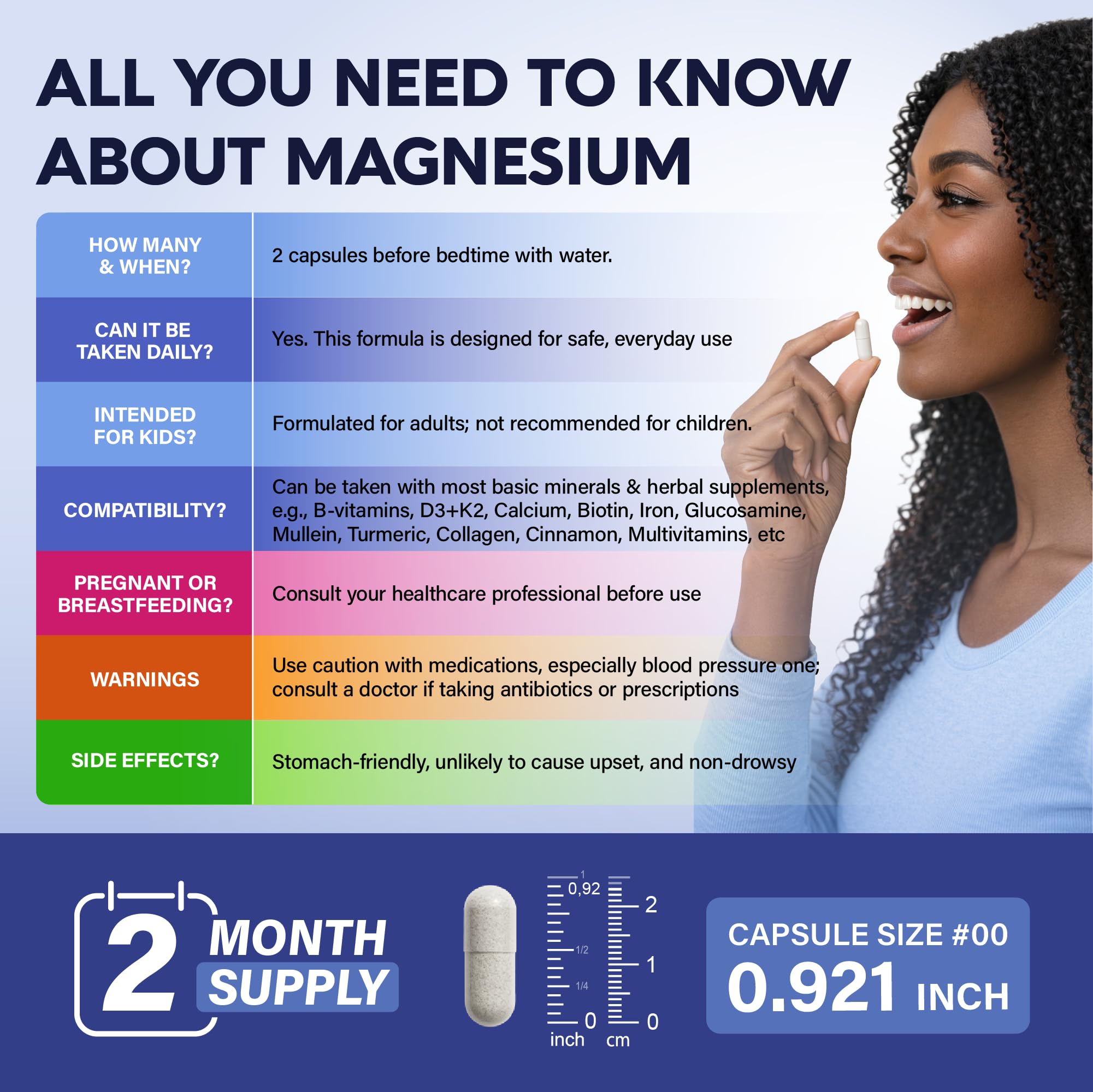 NutraHarmony Magnesio Glicinato: cápsulas en manos para demostración.
