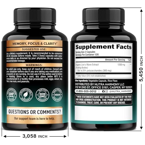 NUTRAHARMONY Melena de León - cuerpo fructificante, rico en polisacáridos para vitalidad.