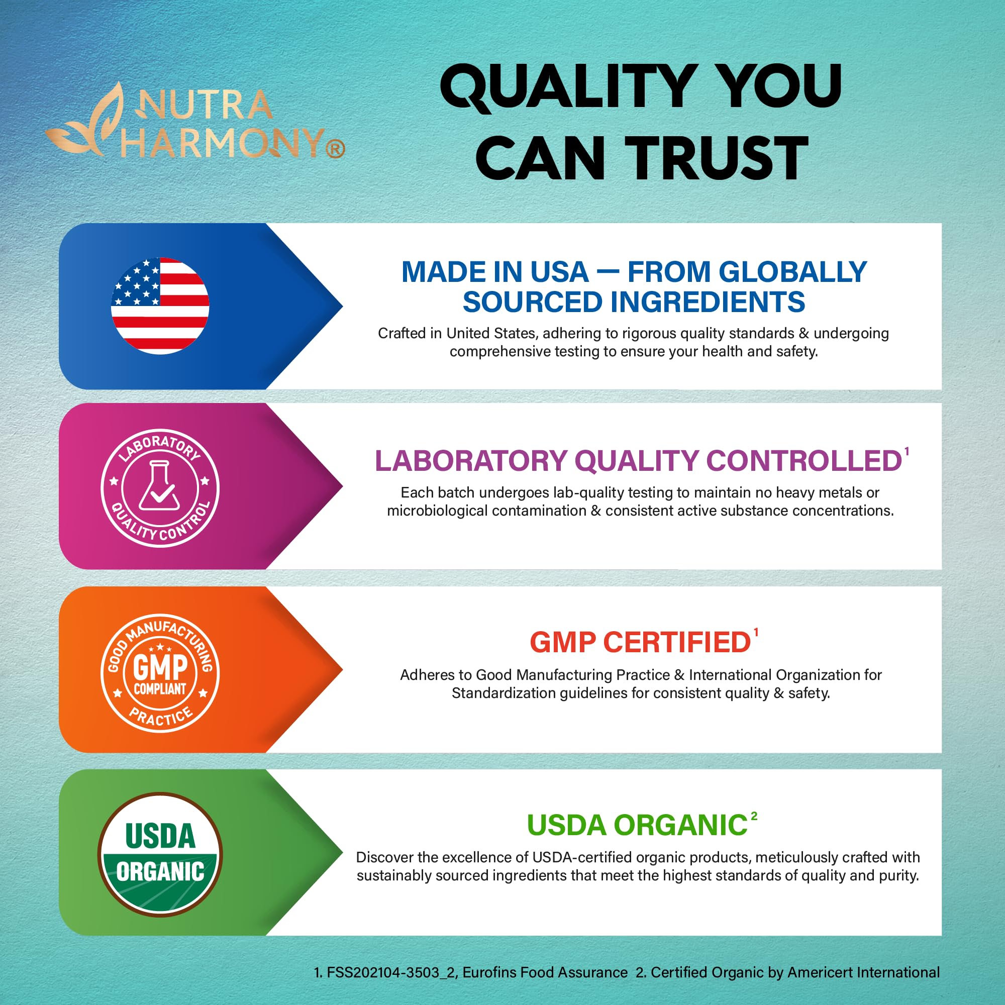 NutraHarmony Melena de León líquido con certificación USDA Orgánica y fórmula sin azúcar.