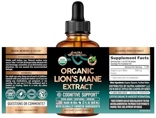 Nutraharmony Melena de León Líquido: gotas en dispensador para experiencia orgánica.