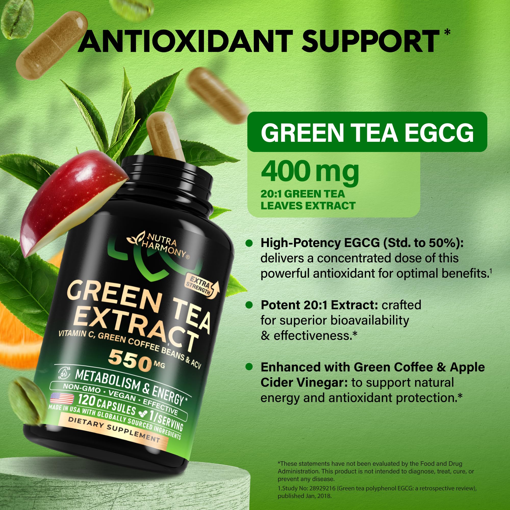 Nutraharmony mezcla vitamina-c te verde, antioxidante suave.