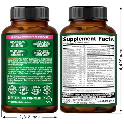 Frasco de NutraHarmony 47en1 con cápsulas para uso diario