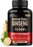 NUTRAHARMONY Panax Ginseng 15000mg cápsulas para energía sostenida.
