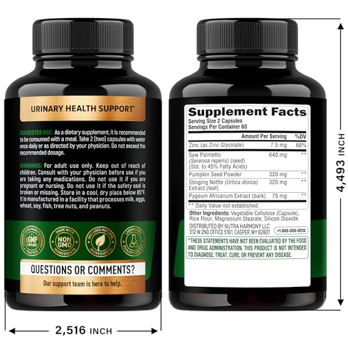 NutraHarmony Saw Palmetto: cápsulas para uso diario, posible soporte de la función urinaria.
