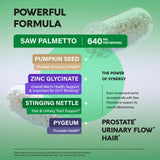 NutraHarmony Saw Palmetto: imagen de ingredientes clave de la fórmula.