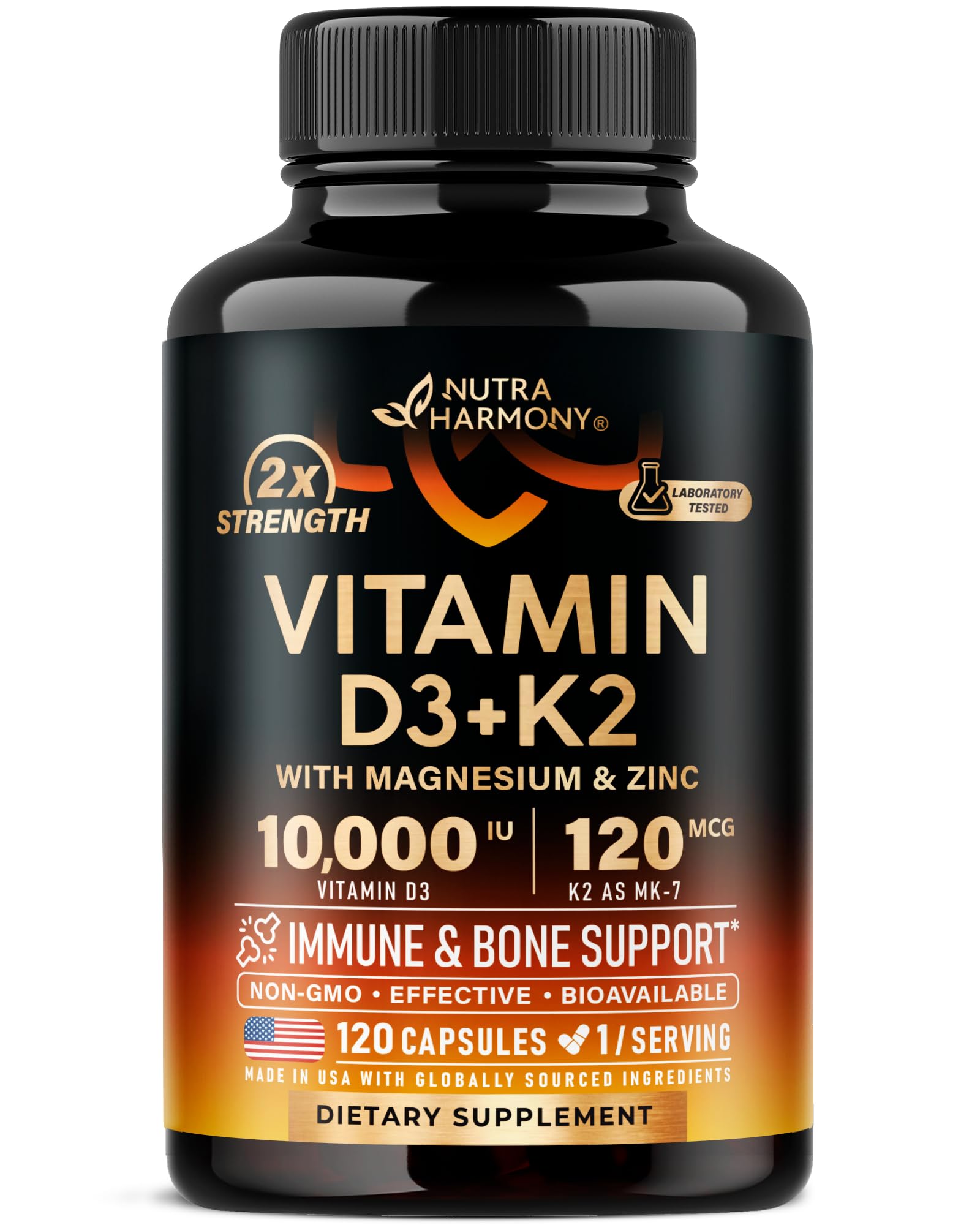 NUTRAHARMONY Vitamina D3 K2 en botella para soporte óseo diario