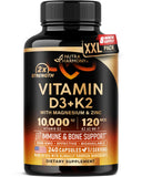 NUTRAHARMONY Vitamina D3+K2, frasco frontal, apoya salud ósea y absorción de calcio.