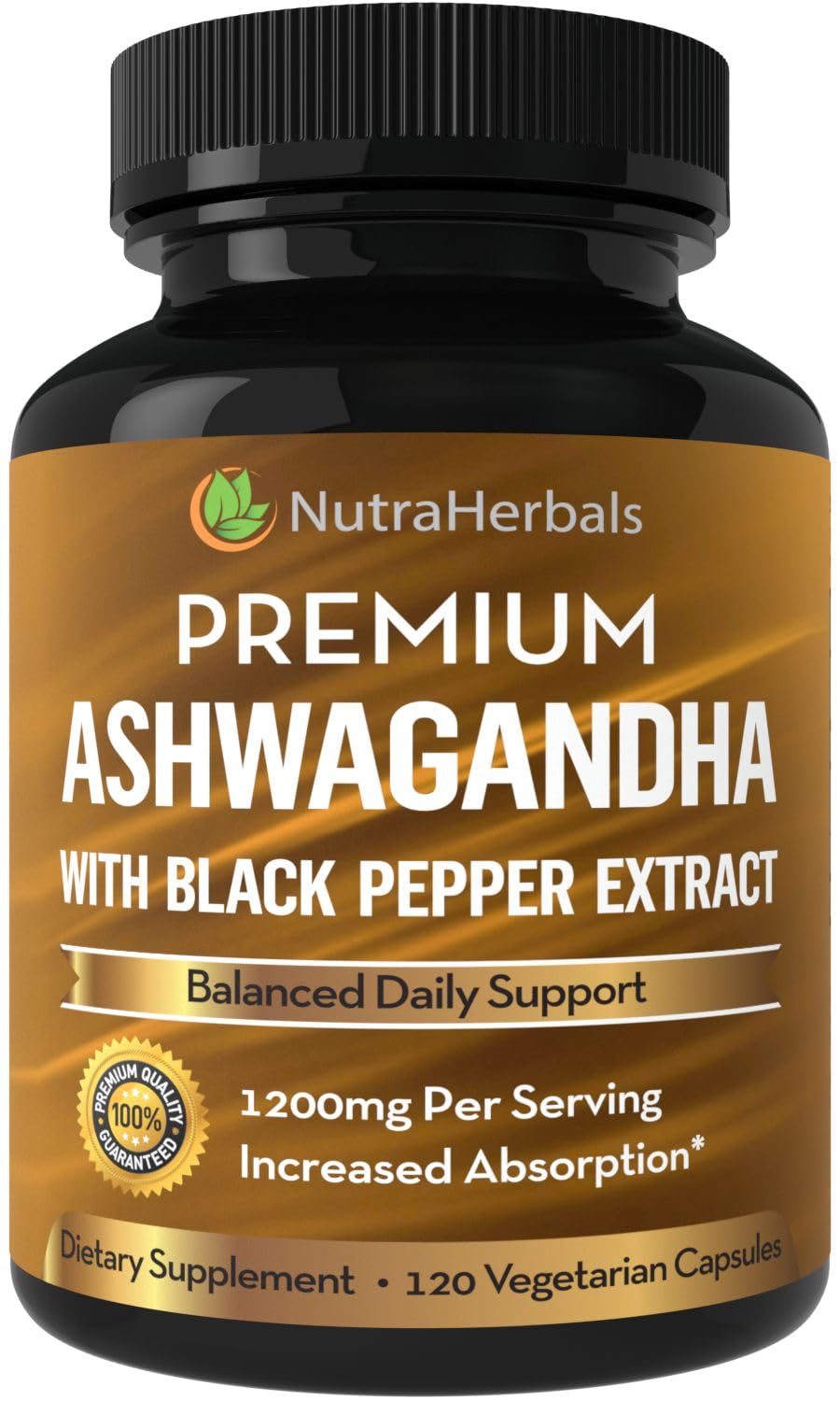 NutraHerbals Ashwagandha polvo 1200 mg, textura fina lista para mezclar.