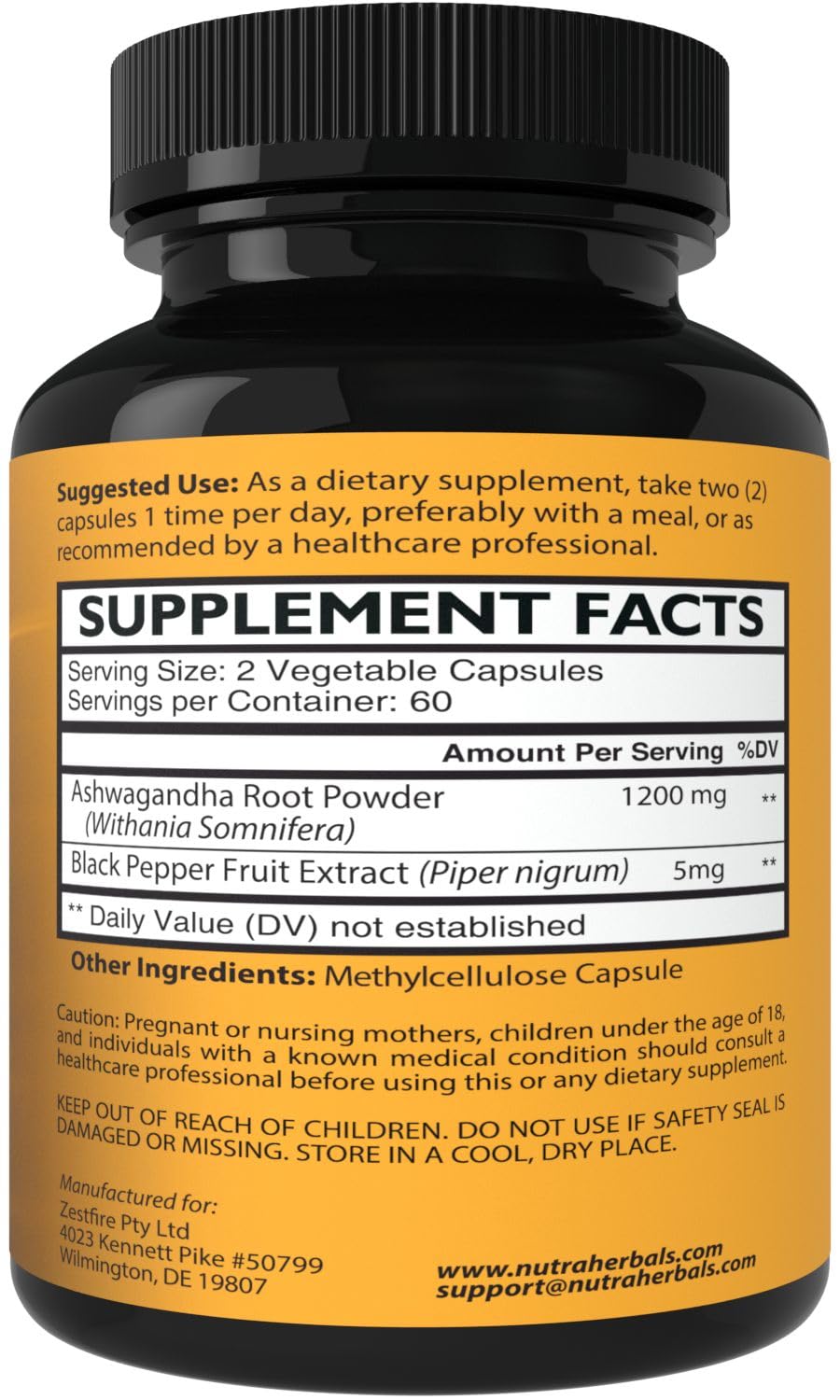 NutraHerbals cápsulas veganas de 120, convenientes para uso diario.