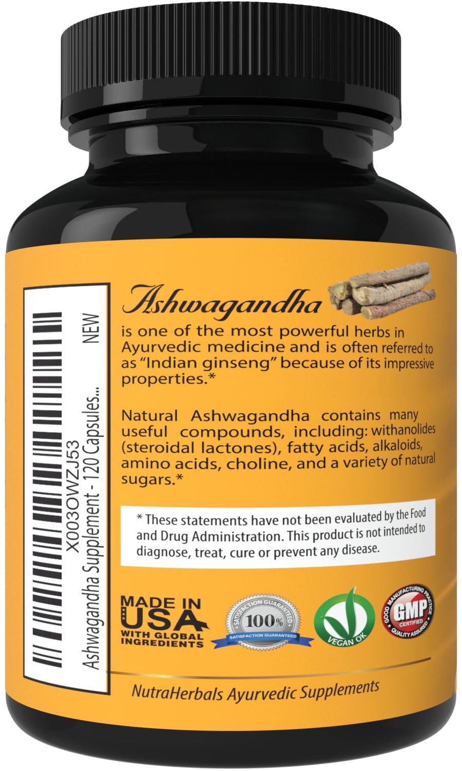 NutraHerbals etiqueta frontal, diseño claro para elegir suplemento diario.