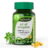 NutraJoy Aceite de Orégano cápsulas en botella, apoyo diario al sistema inmune.