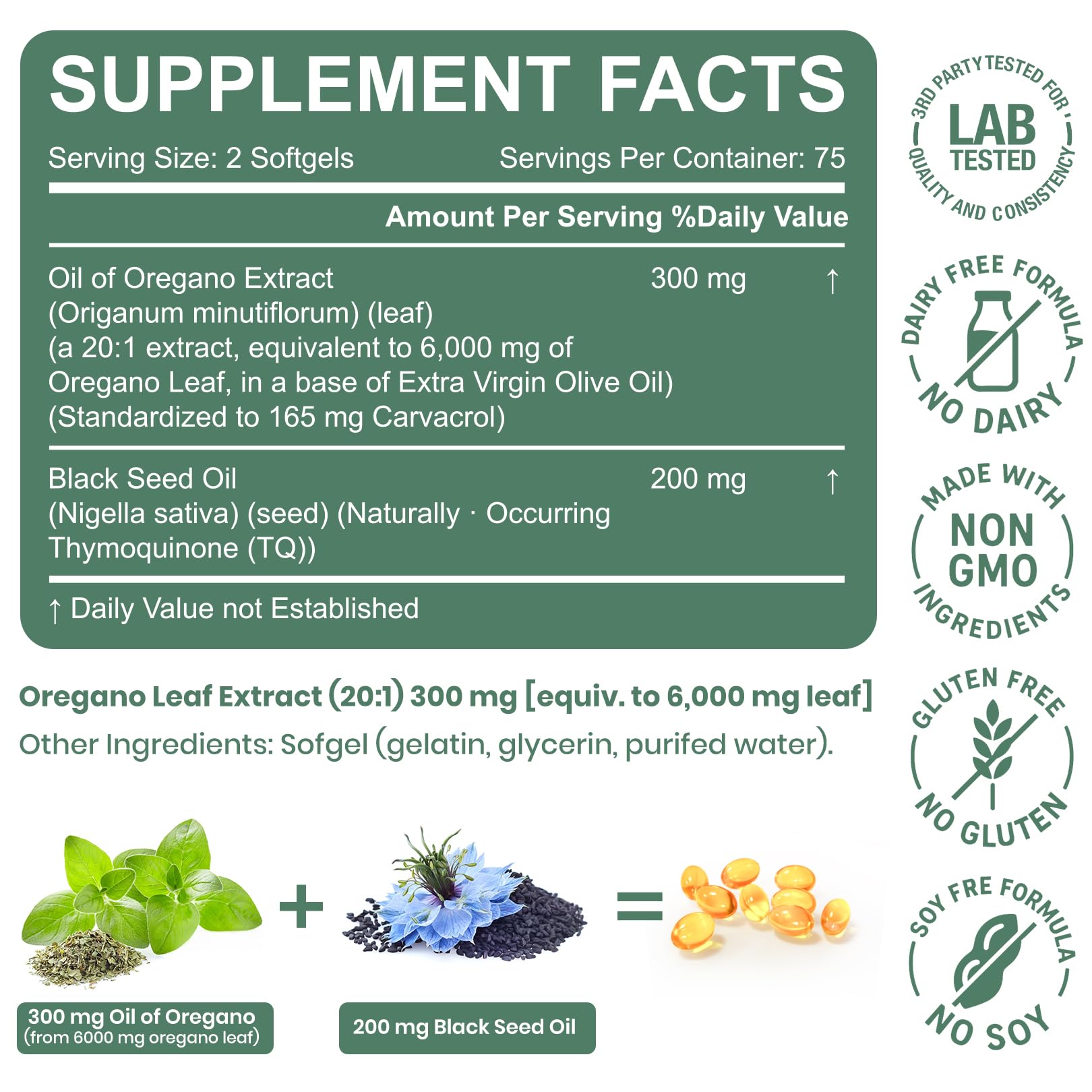 NutraJoy cápsulas de Orégano con semilla negra, apoyo antioxidante diario.