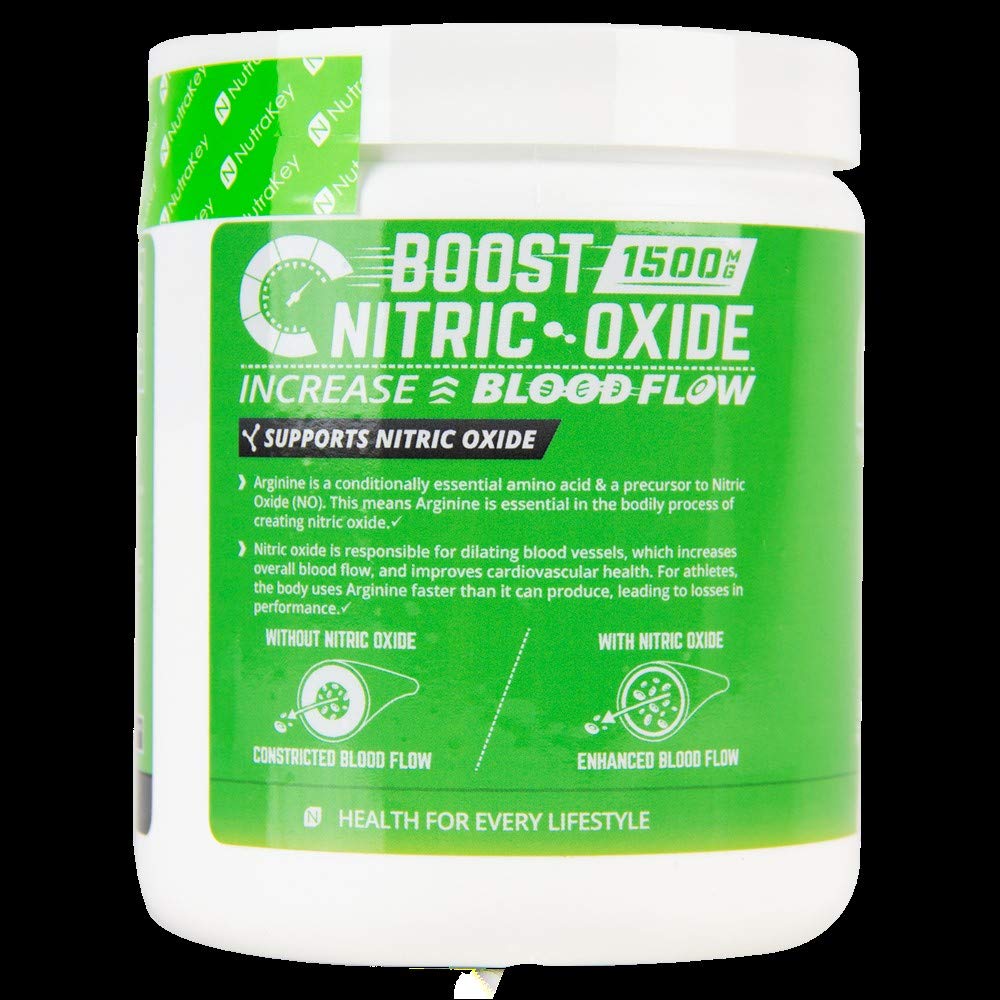 NutraKey Arginina polvo, cuchara medidora para dosis conveniente.