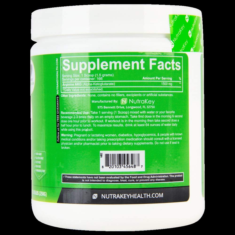 NutraKey Arginina polvo, textura fina ideal para batidos.