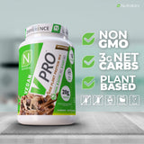 NutraKey V-Pro batido proteico vegetal mocha para recuperación muscular suave
