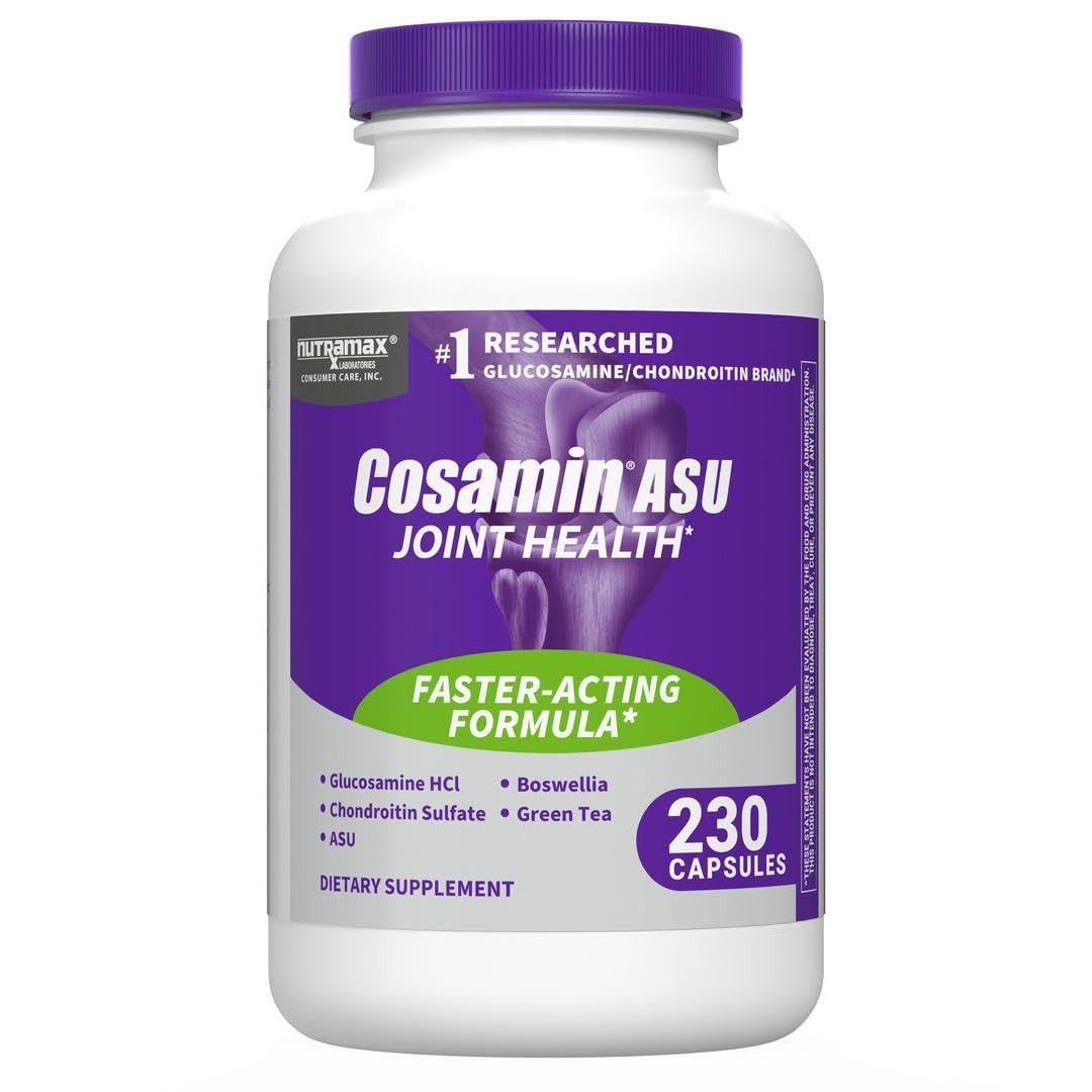 Cosamin ASU de Nutramax, botella de cápsulas para articulaciones.