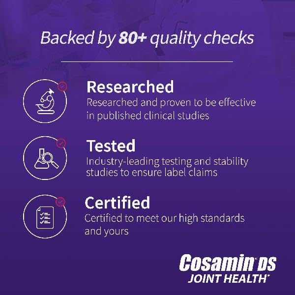 Cosamin DS de Nutramax, etiqueta con indicaciones para uso seguro.