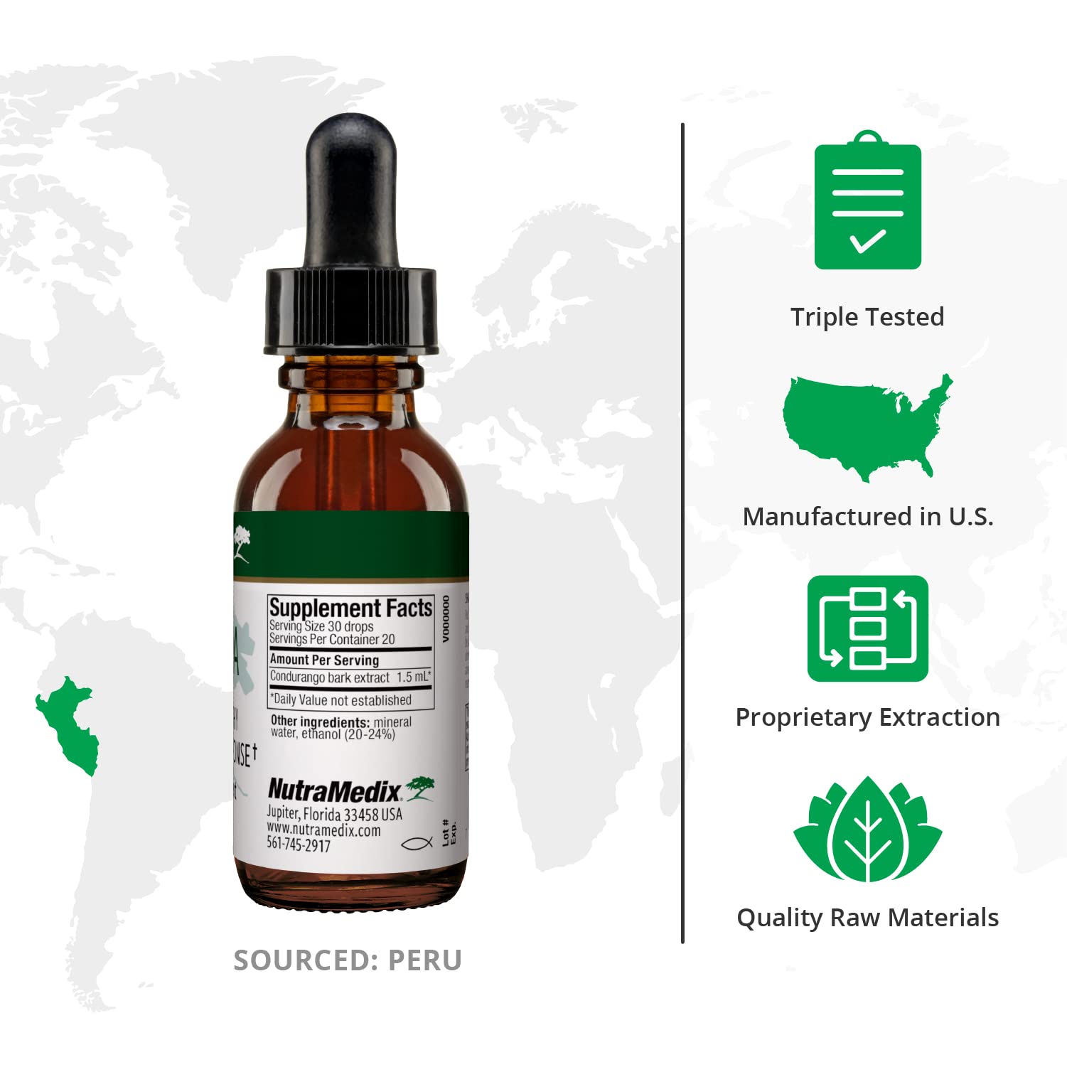NutraMedix Condura Extract, etiqueta legible, facilita verificar procedencia y composición.