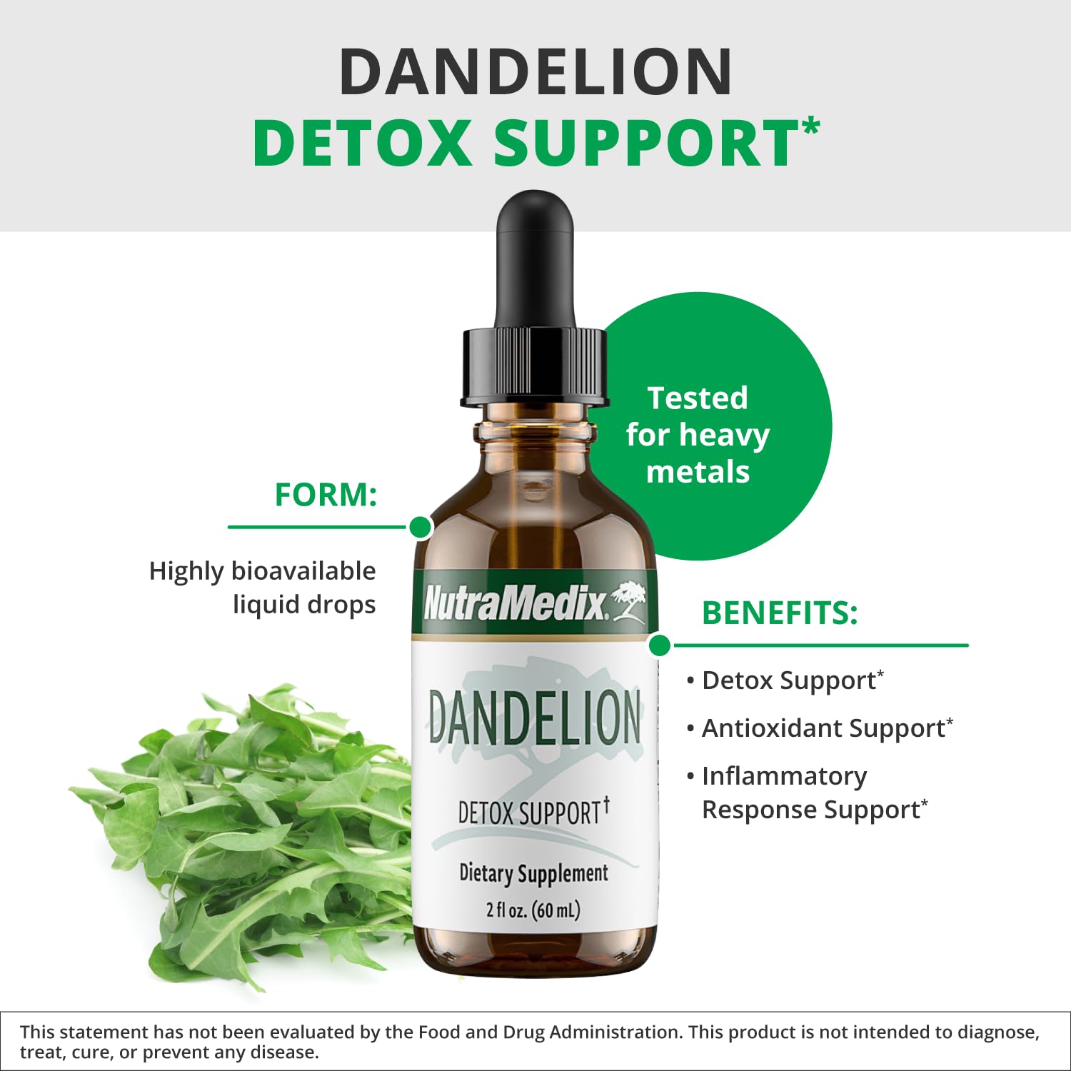NutraMedix Diente de León, fácil de tomar, se mezcla con agua.