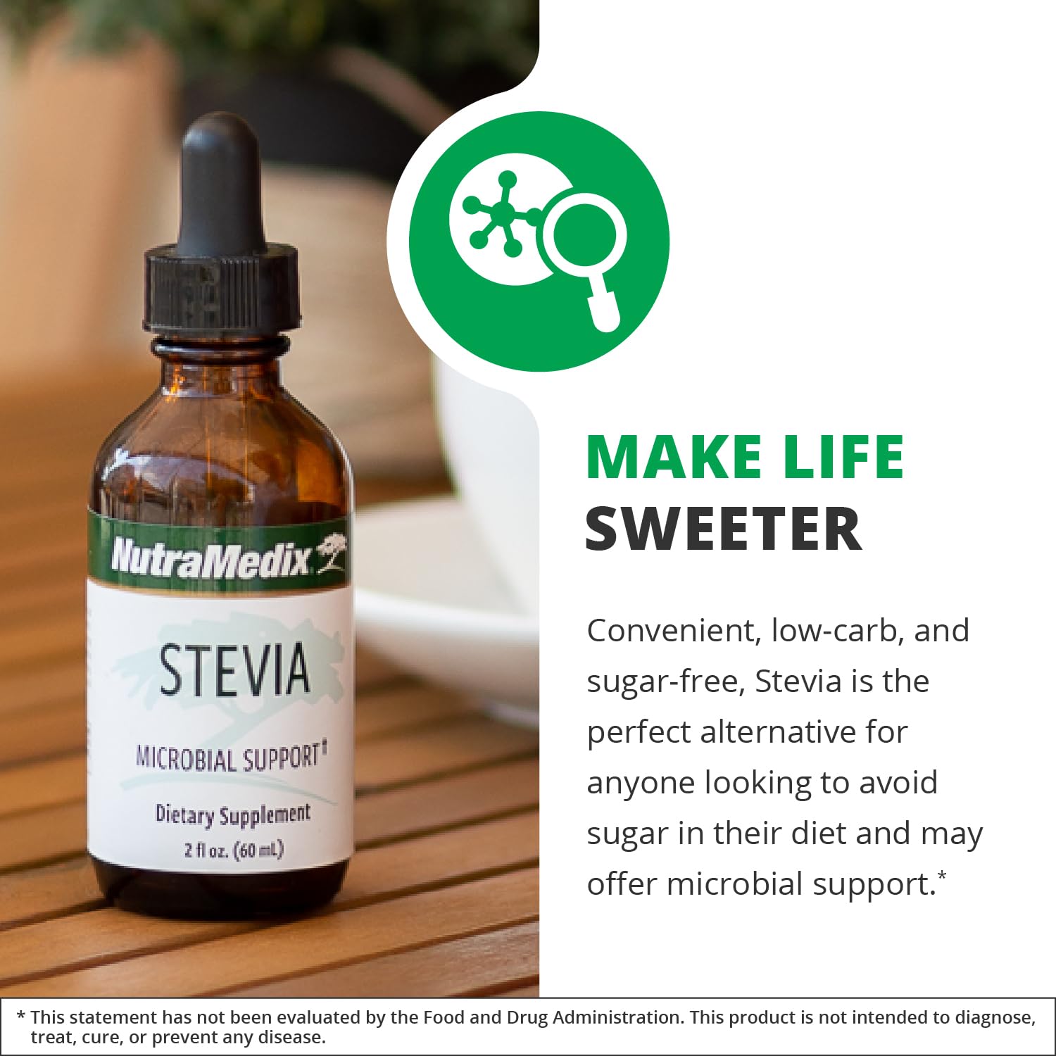 NutraMedix Estevia líquido se disuelve fácilmente en bebidas.