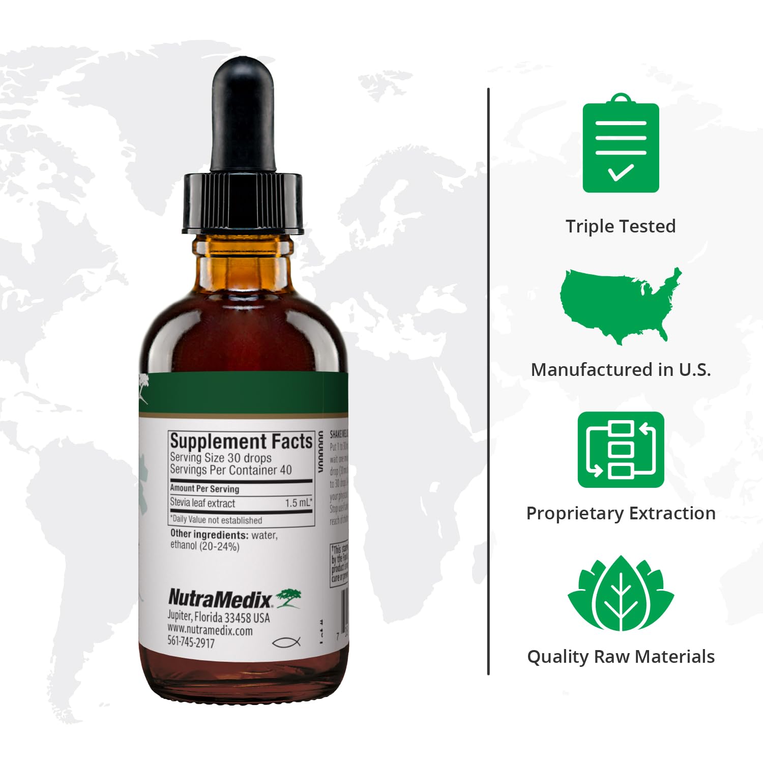 NutraMedix Gotas de Estevia con gotero para dosis precisas.