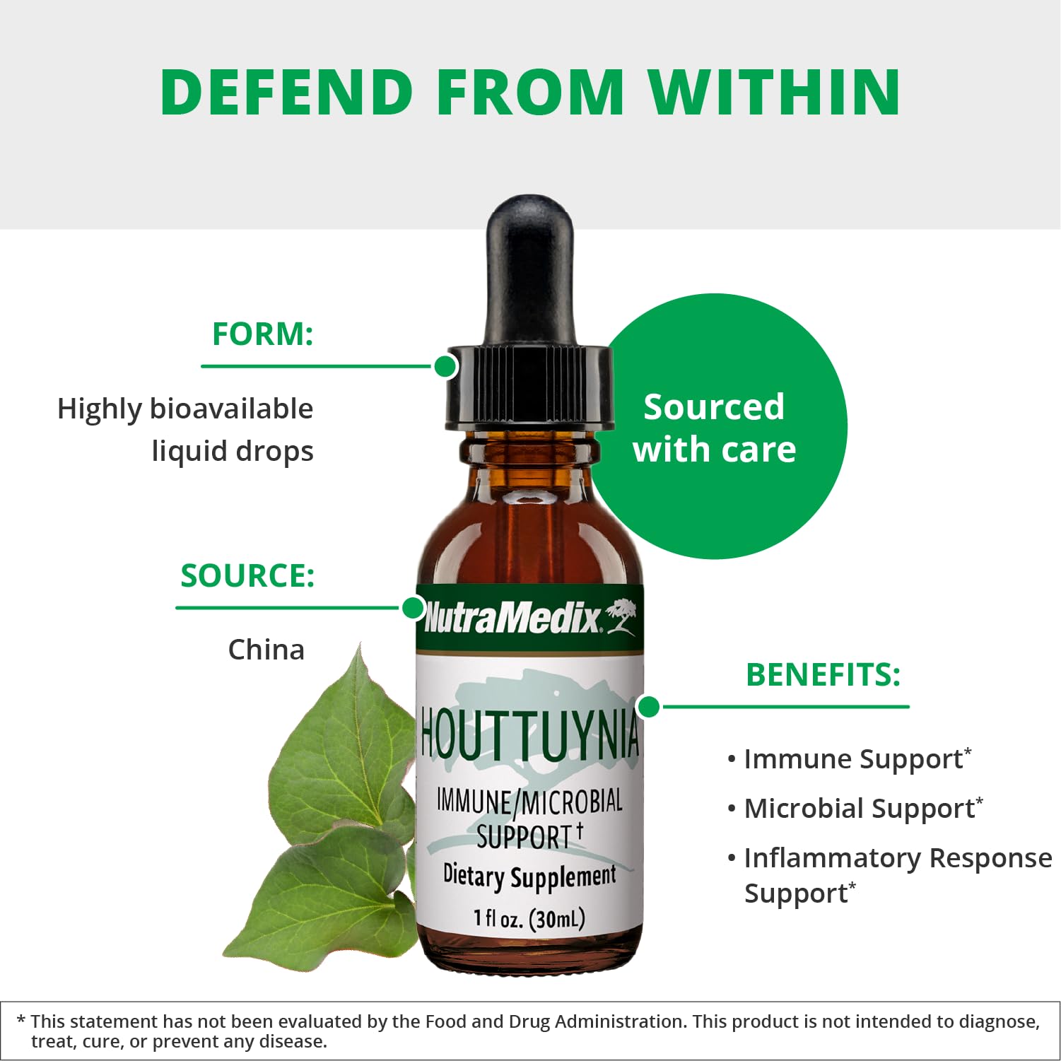 NutraMedix Houttuynia gotas balance microbiano — apoyo suave de la microbiota.