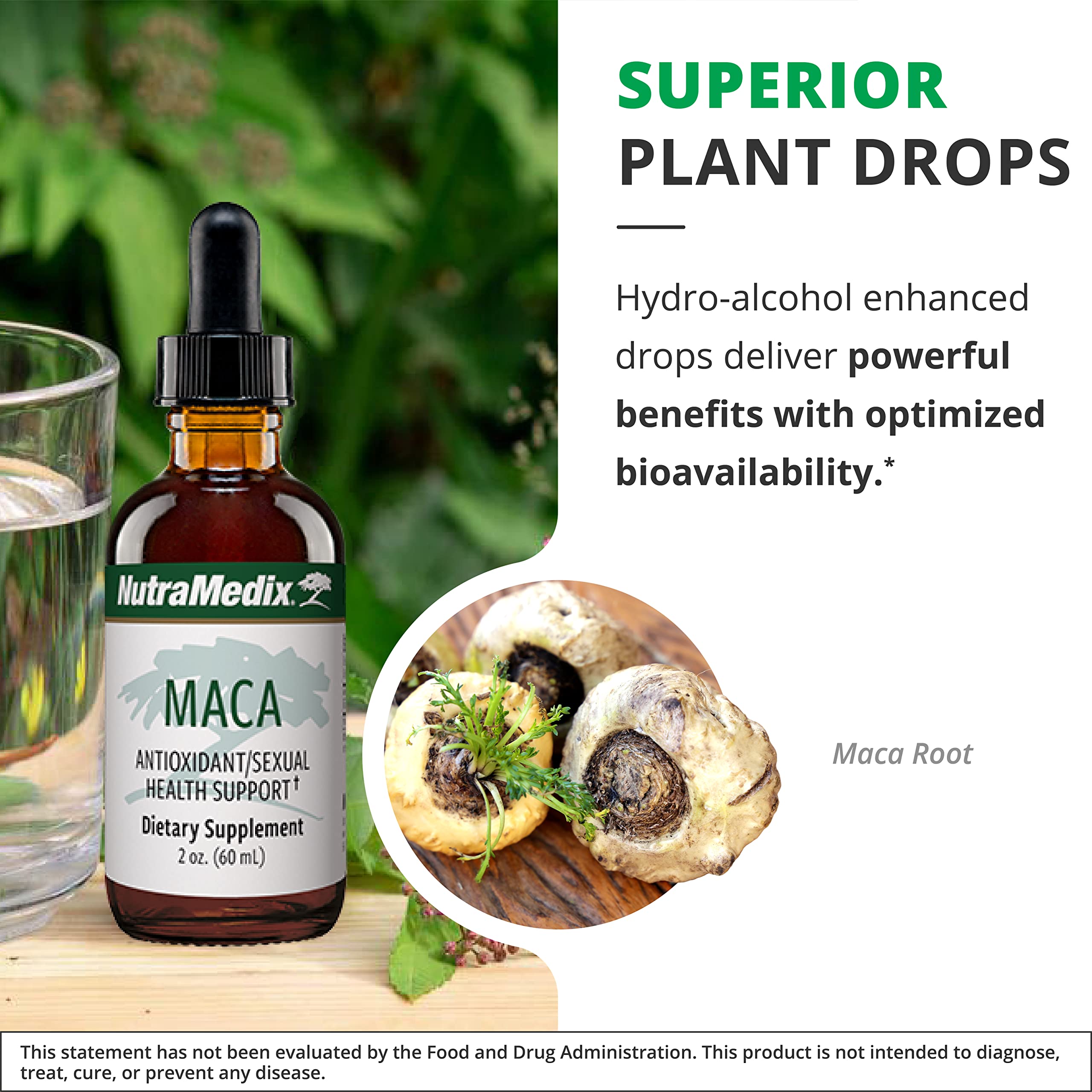NutraMedix Maca, detalle de etiqueta mostrando origen peruano.