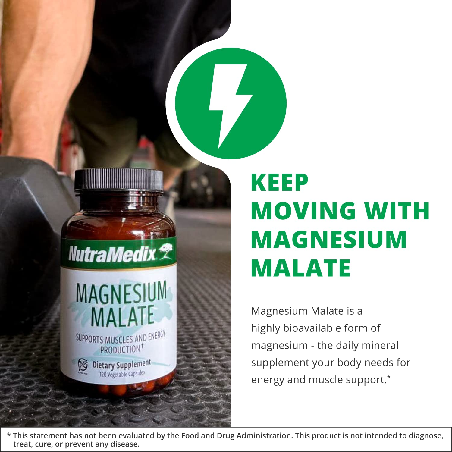 Etiqueta NutraMedix Magnesio Malato destaca biodisponibilidad.