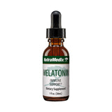NutraMedix Melatonina: botella con cuentagotas para apoyo al sueño nocturno.