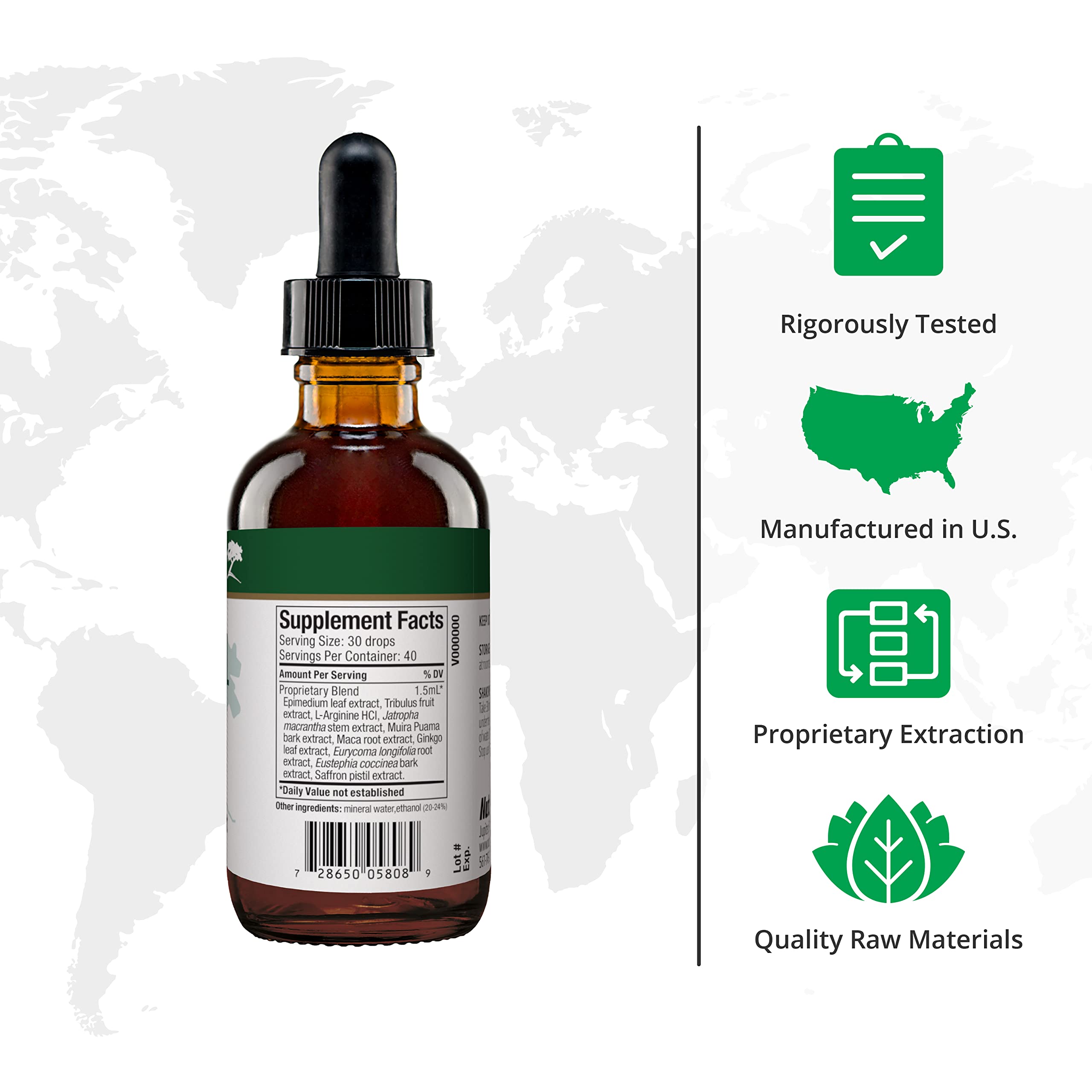 NutraMedix Natural Boost para Hombres, ingredientes clave visibles para apoyar la energía diaria.