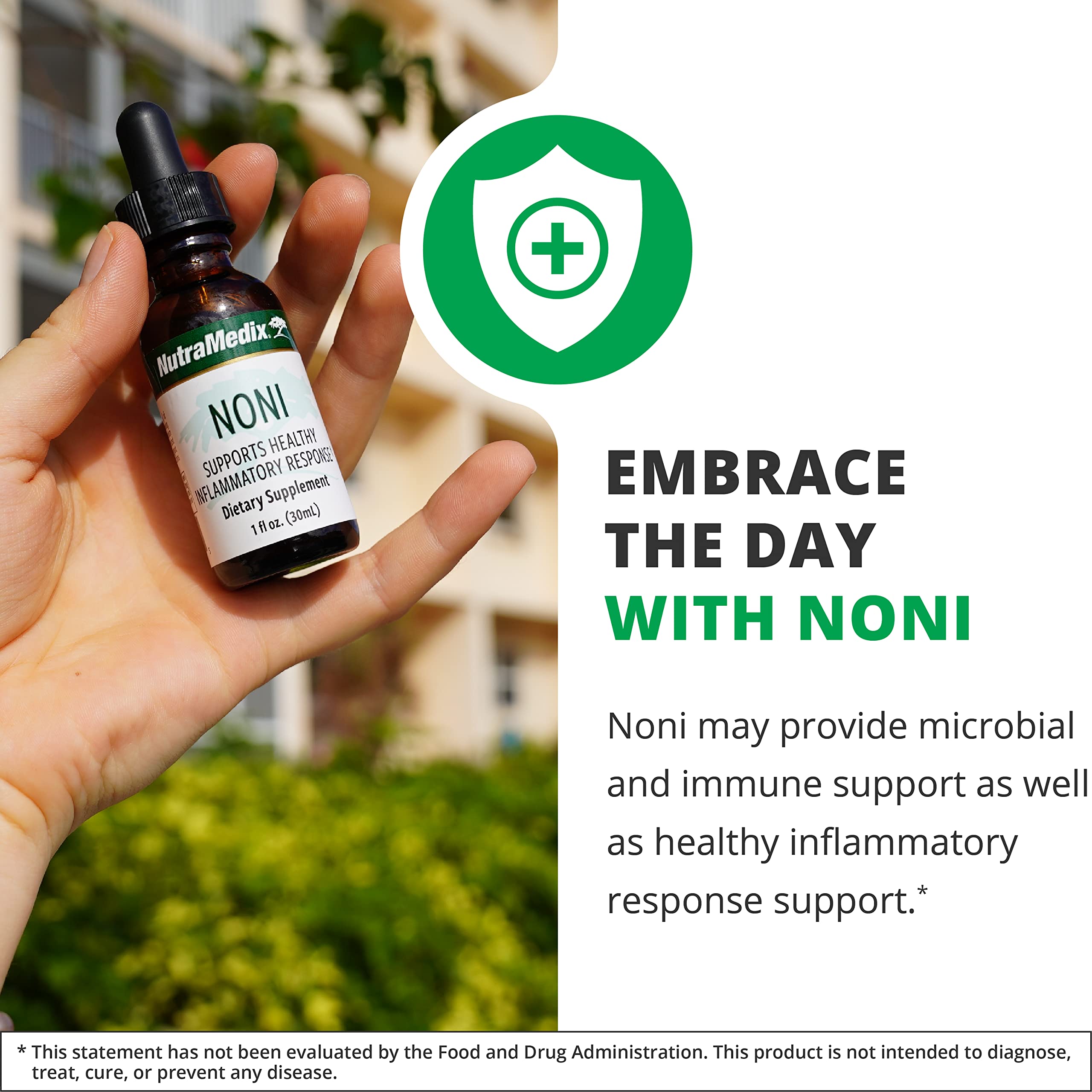 Gotas NutraMedix Noni: extracto de fruto con beneficios antioxidantes.
