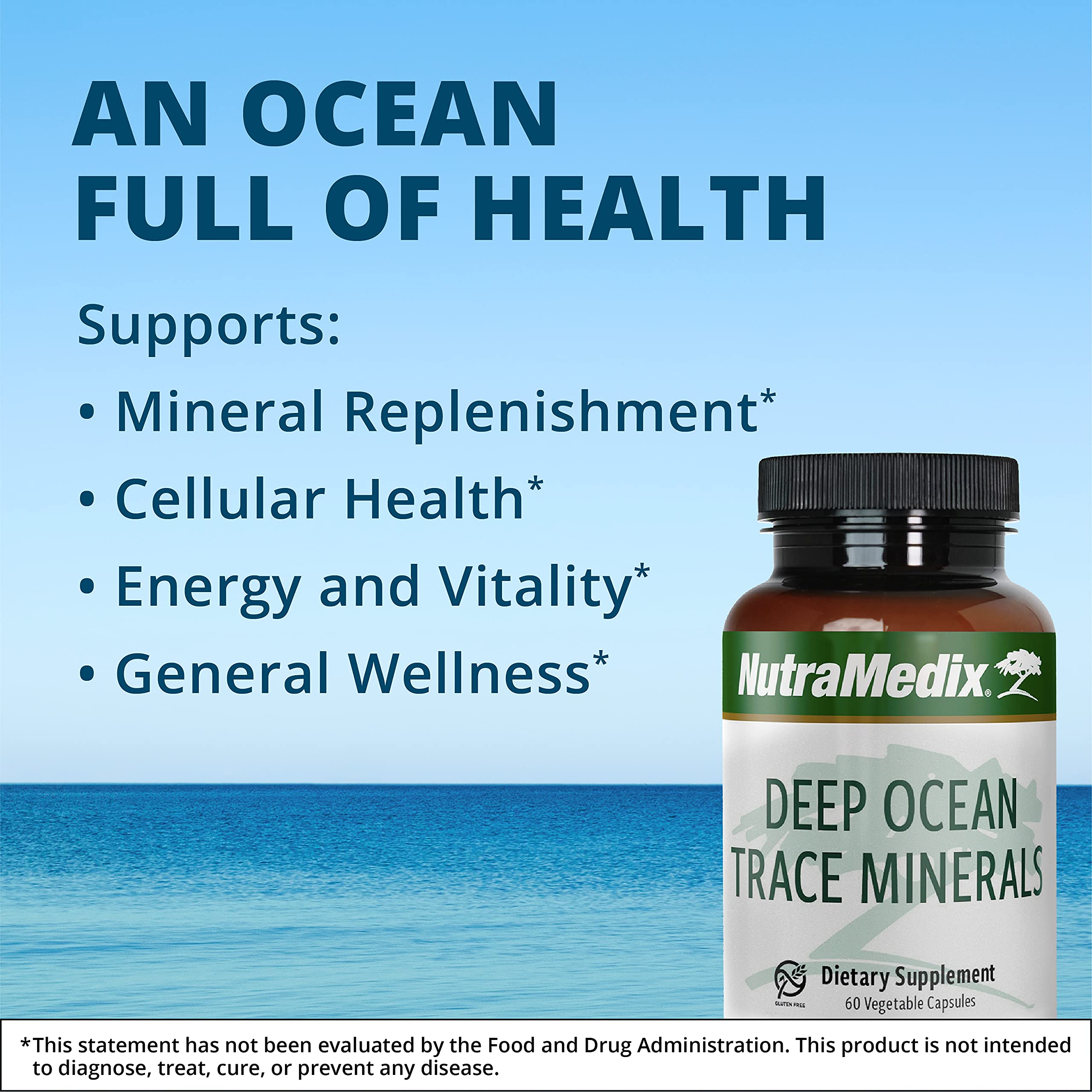 NutraMedix Minerales de Océano Profundo primer plano de cápsulas