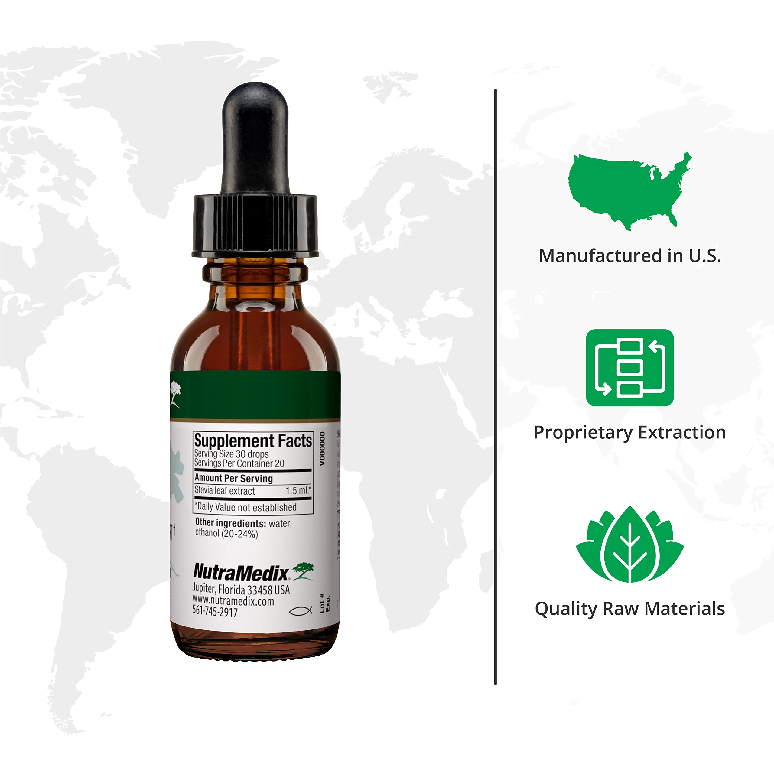 NutraMedix Stevia: gotero para dosis fáciles en bebidas y mezclas.