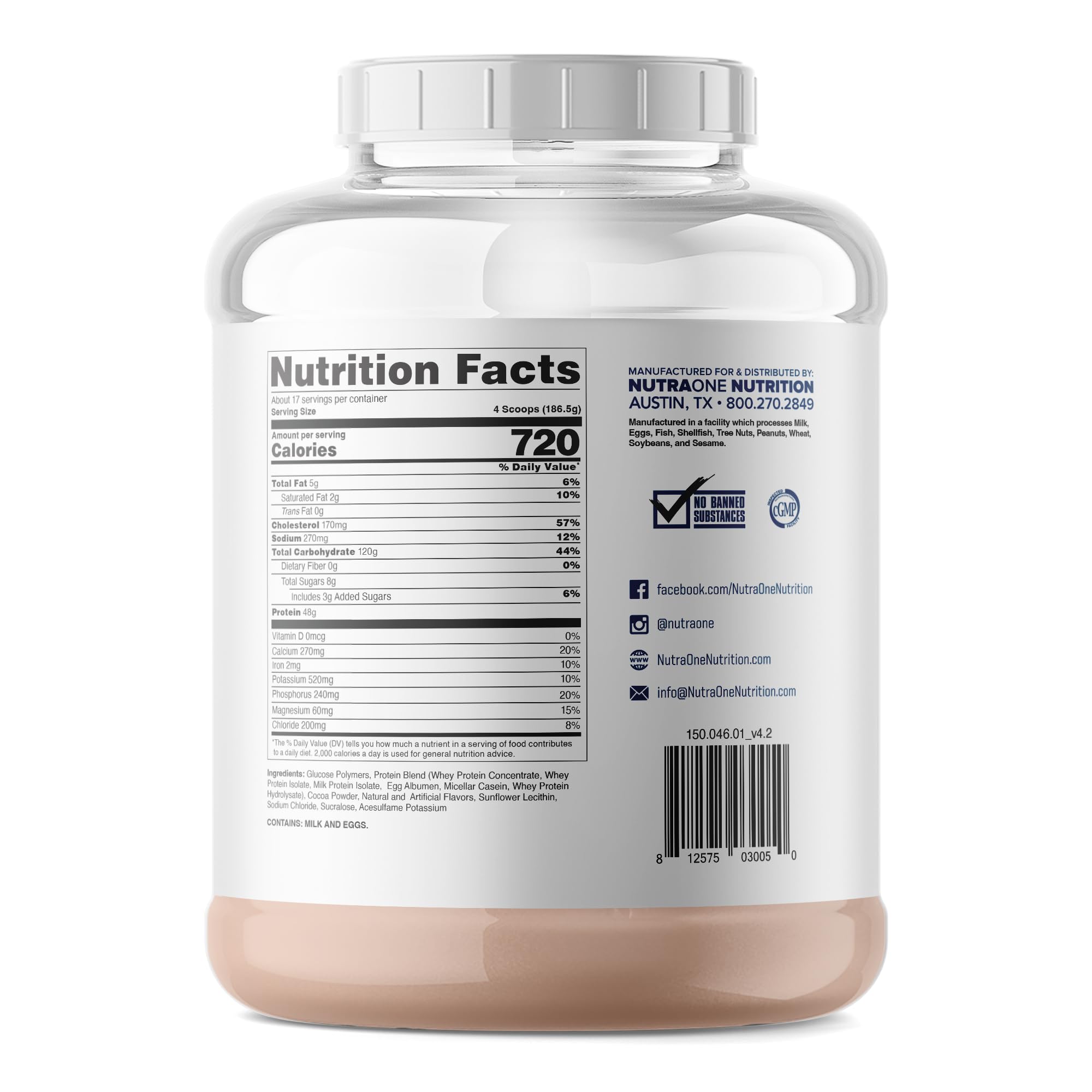 NutraOne MassOne batido-cremoso: batido de chocolate listo para beber.