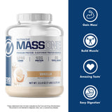 NutraOne MassOne etiqueta-calidad: etiqueta que señala GMP y seguridad.