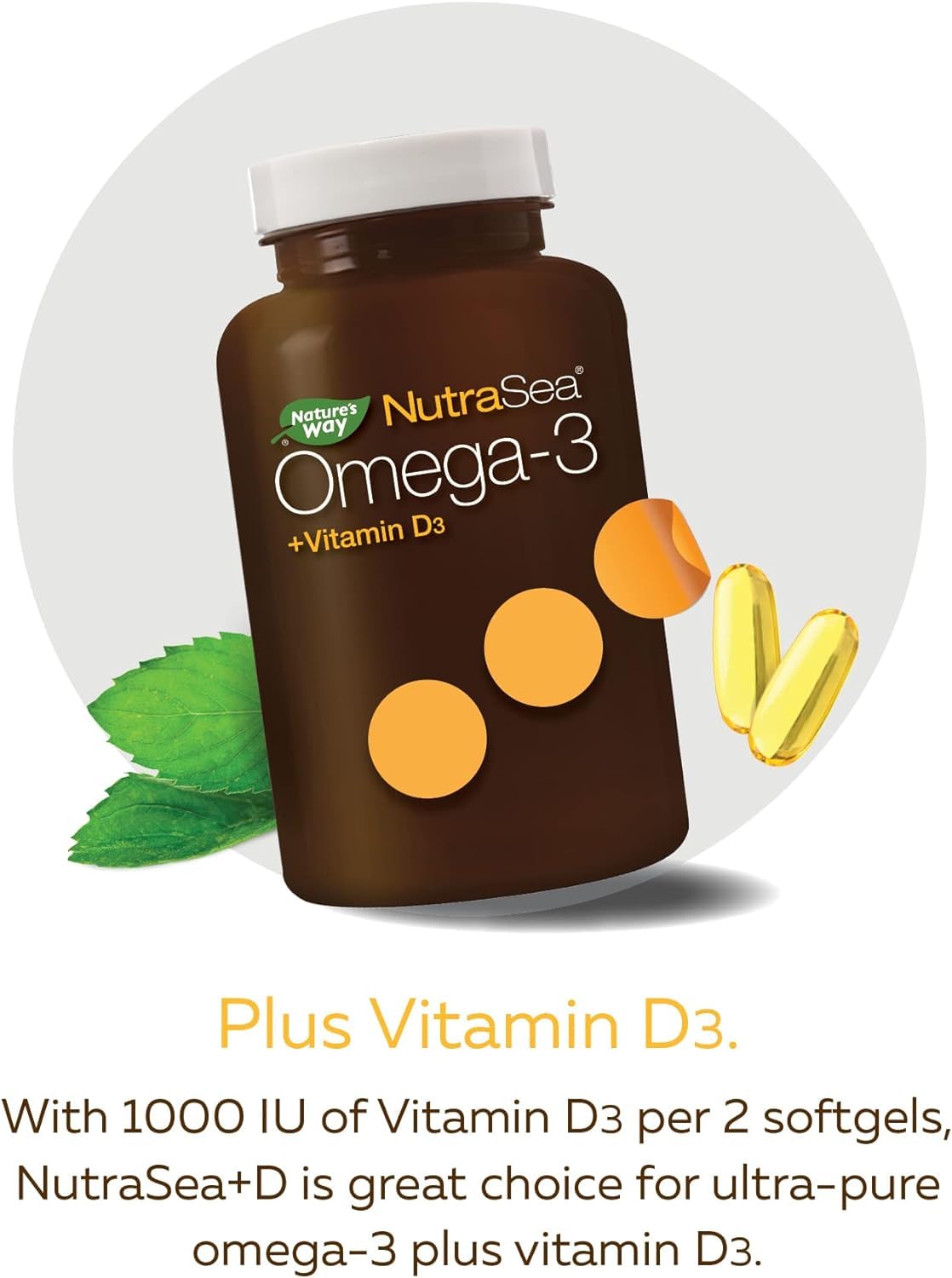 NutraSea Omega-3 sabor limón; cápsulas fáciles de tragar