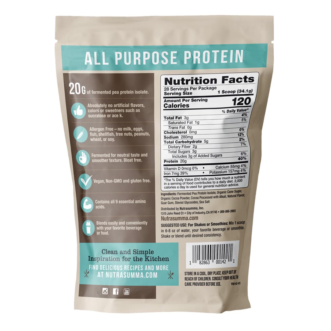 Nutrasumma Proteína de Guisante Chocolate batido, textura suave y sabor rico.
