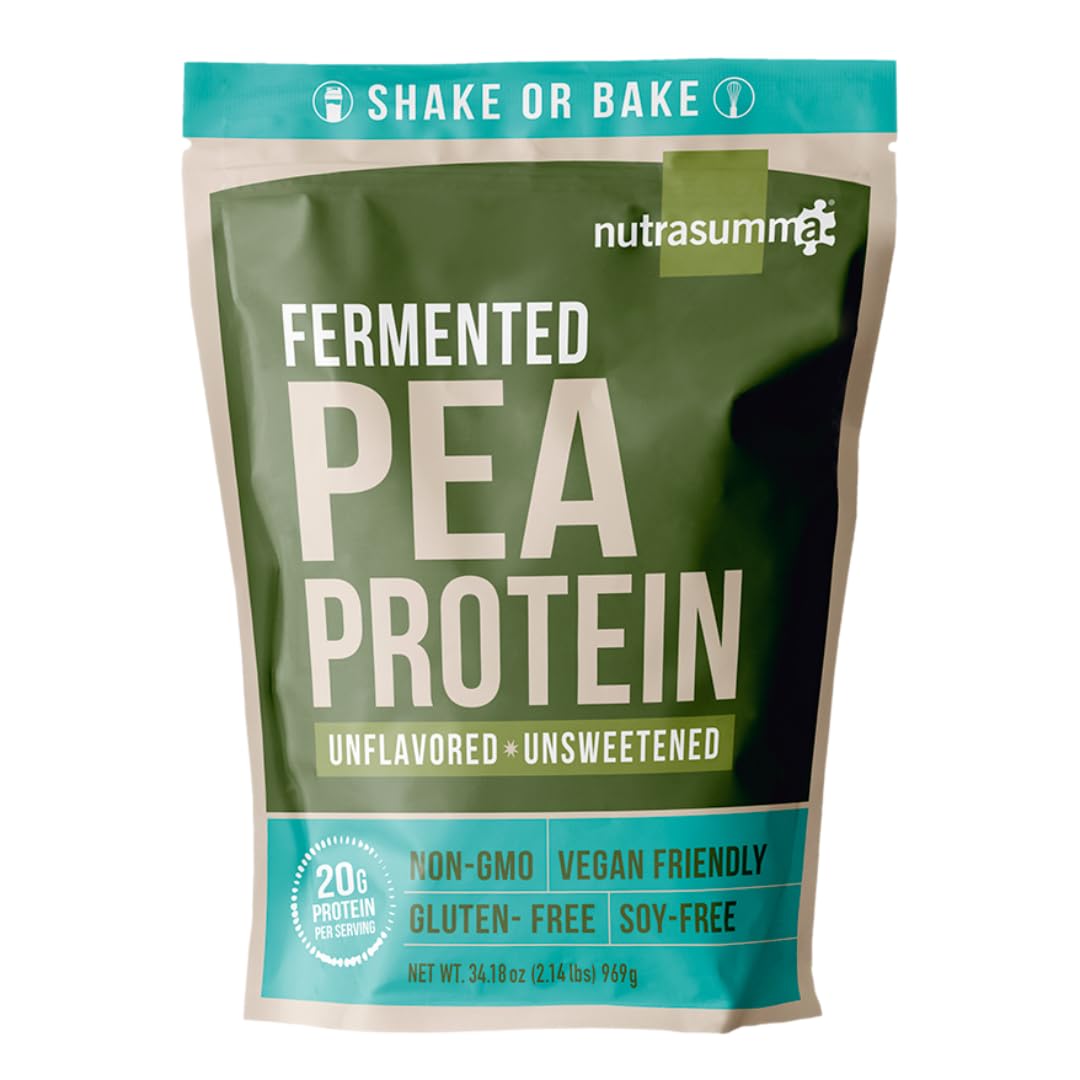 Proteína Nutrasumma de guisante sin sabor, ideal para batidos rápidos.