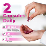 Nutrathrive Remolacha Orgánica etiqueta indica 1300 mg por porción