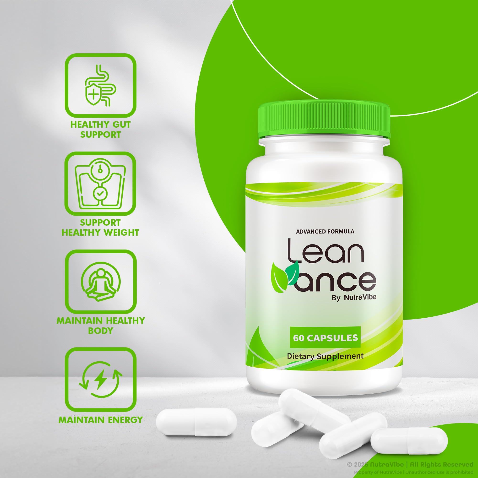 NutraVibe LeanVance etiqueta frontal destacada para verificación de ingredientes naturales.