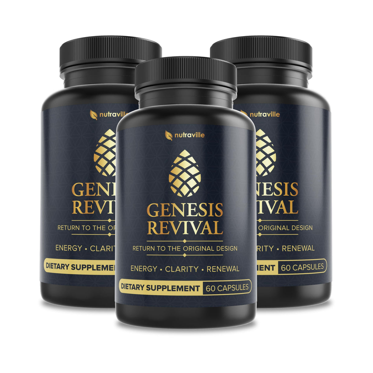 Nutraville Genesis Revival, botella-vertido: ritual matutino para energía sostenida.