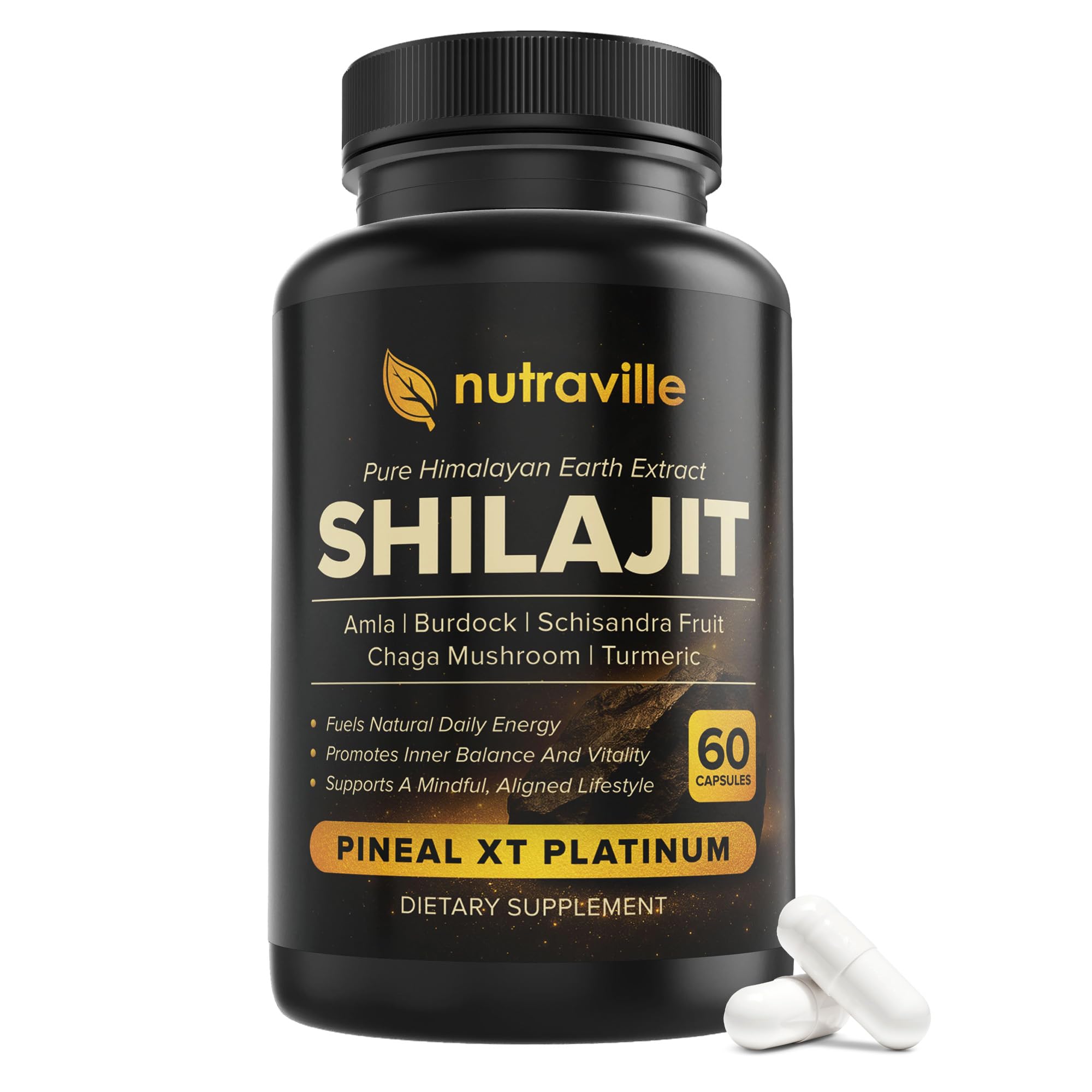 Nutraville Pineal XT Platinum: envase frontal para energía sostenida y bienestar.