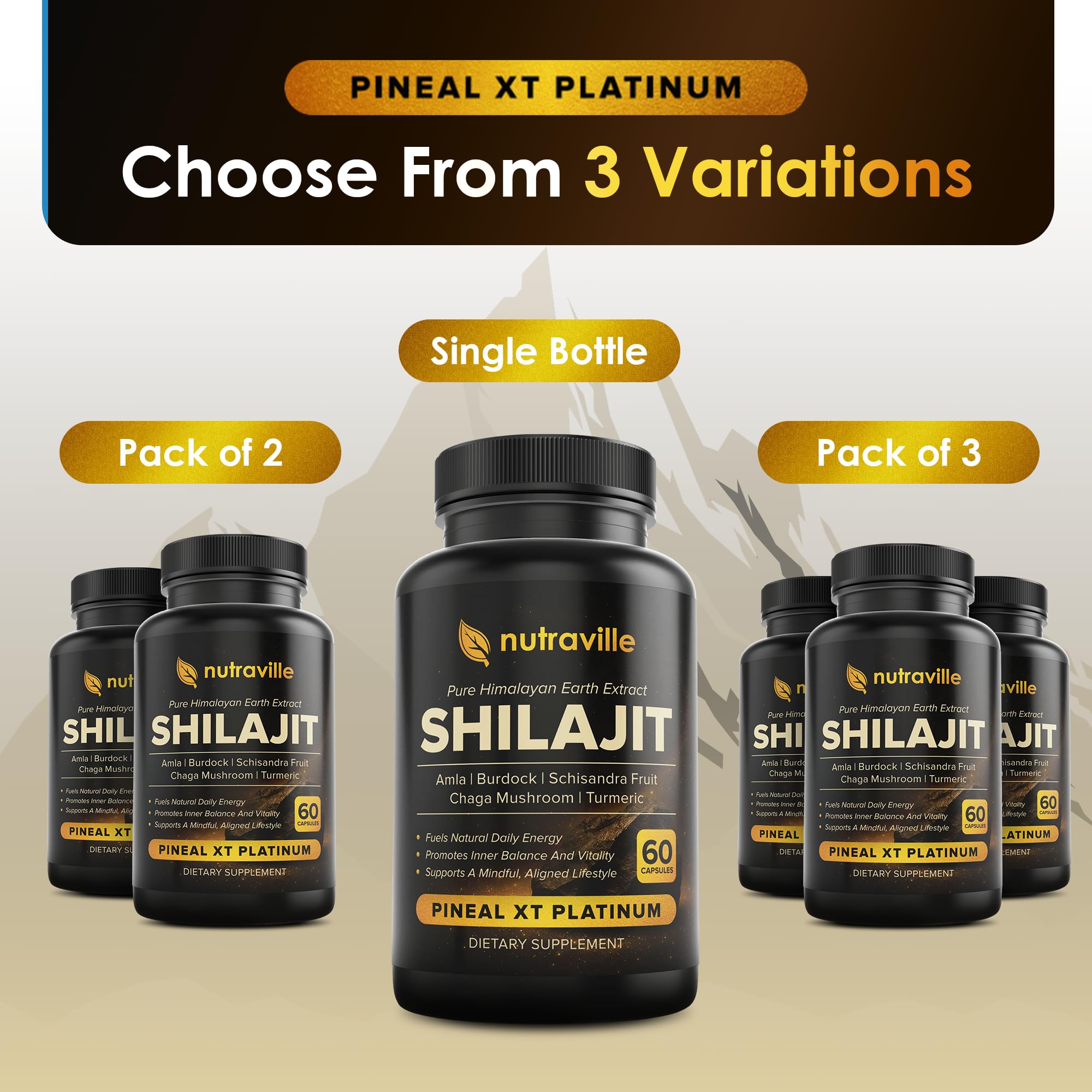 Nutraville Pineal XT Platinum: sello de calidad que respalda pureza y pruebas.