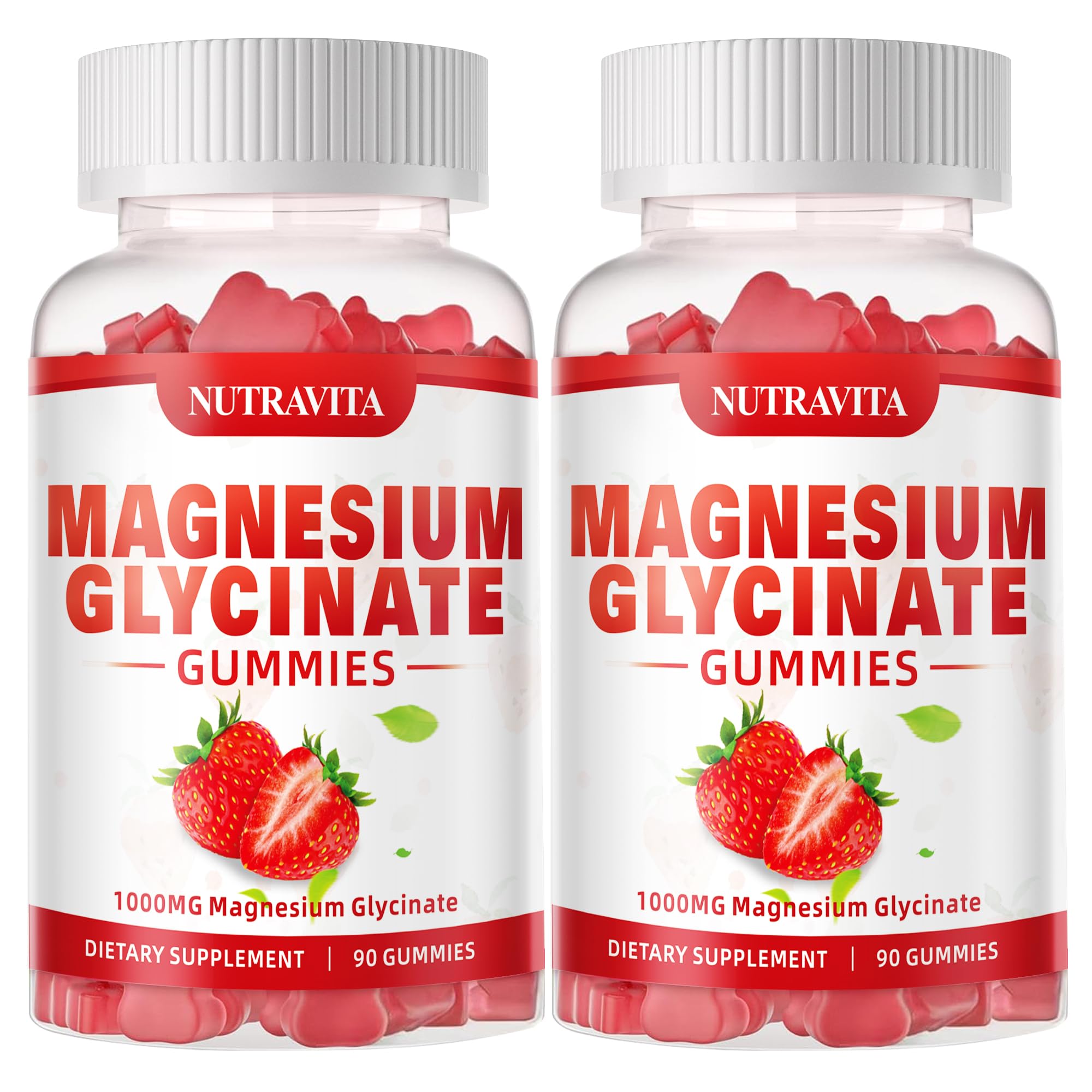 Nutravita gomitas magnesio glicinato 1000 mg, frambuesa, presentación atractiva para uso diario.