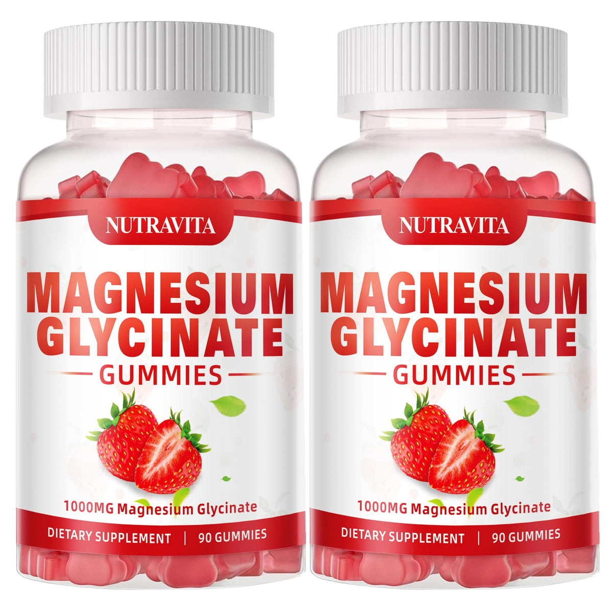 Nutravita gomitas magnesio glicinato 1000 mg, frambuesa, presentación atractiva para uso diario.