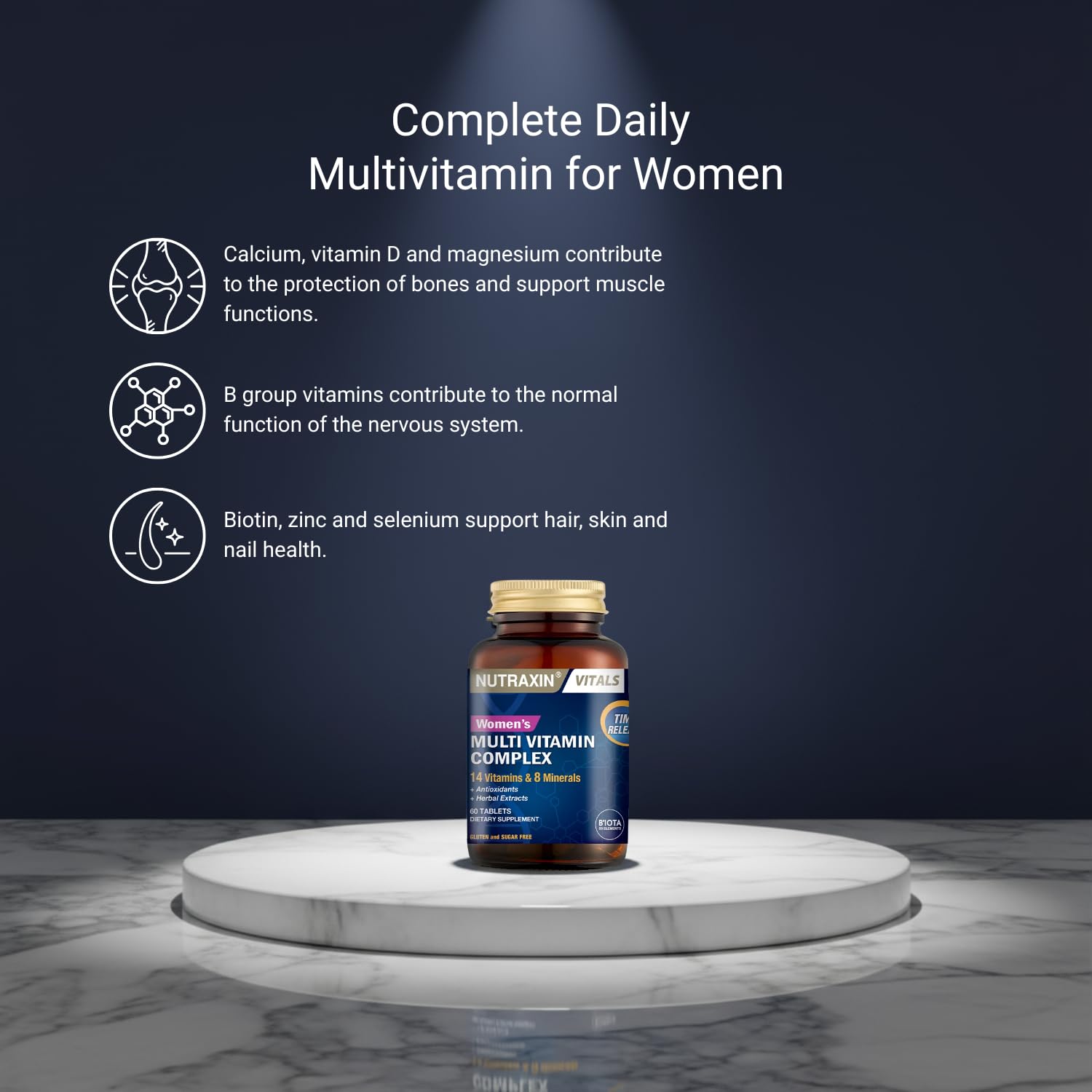 Nutraxin Multivitaminas para Mujeres, ingredientes de alta calidad.