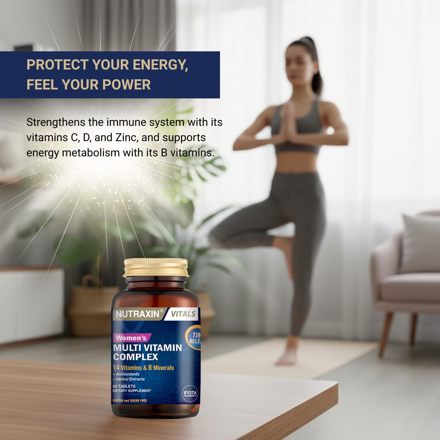 Nutraxin Multivitaminas para Mujeres, tabletas diarias fáciles de tomar.